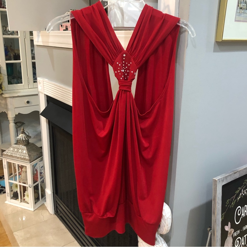 Vintage Y2K Ing Rhinestone Open Back Sleeveless Blouse Top